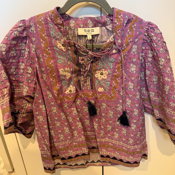 Sea Perry Barder Puff Sleeve top. Size small. Worn once - Picture 1 of 5